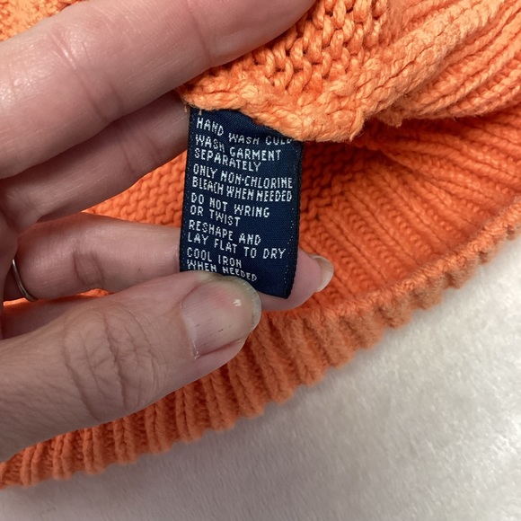 Polo by Ralph Lauren Sweater Women’s Medium Linen Blend Orange Pullover Pocket - Picture 6 of 8